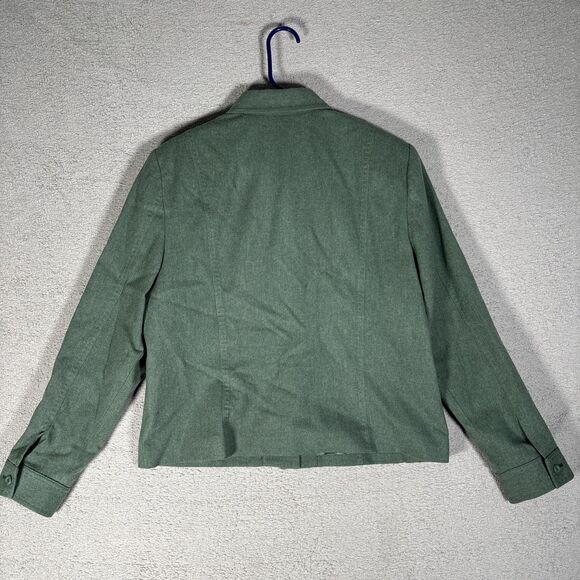 VNTG Pendleton Structured Jacket Women Size 12 Full Button Green Virgin Wool USA - Picture 11 of 14
